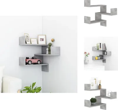 Obrázek produktu pro vidaXL Rohová nástěnná police betonová šedá 40x40x50 cm materiál na bázi dřeva - Nástěnné police