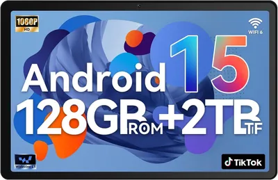 Produktbild von 10 Zoll Android 15 Tablet, 30GB RAM + 128GB ROM, Octa-Core, Widevine L1, WiFi 6, BT 5.3, 6200mAh, Computer Modus, Schwarz