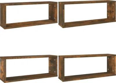 Immagine prodotto di vidaXL Scaffali a cubo, 4 pezzi, rovere affumicato, 60x15x23 cm, materiale in legno