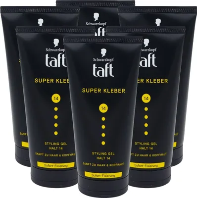 Produktbild von Schwarzkopf Taft Haargel Super Kleber: Ultra-starker Halt 14 für langanhaltende Styles (6x150ml)