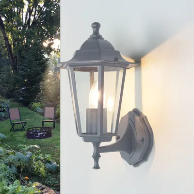 Produktbild von Wand Außenleuchte Anthrazit wetterfest Glas Aluguss Wandlampe Außen Hof Garten Balkon Tür PARIS