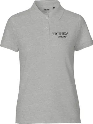 Produktbild von Huuraa Damen Polo Shirt Schweinfurt verliebt M Sport Grey Bio Baumwolle Fairtrade Poloshirt Geschenkidee