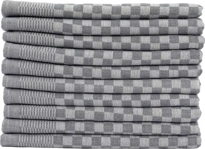 Produktbild von 10er Set Luxus Grubentücher 50x70 cm 100% Baumwolle 210 gsm Spühltuch Küchentücher Geschirrtücher 75g grau