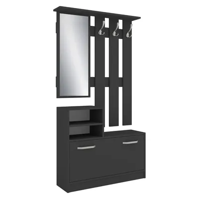 Immagine prodotto di haaus Lyon Hanger, antracite, L 85 x L 24 x H 180 cm, mobile da ingresso con scarpiera e asta appendiabiti integrati