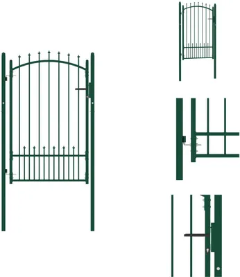 Zdjęcie produktu dla vidaXL Brama ogrodzeniowa z kolcami stalowymi 100x150 cm zielona - Bramy ogrodowe