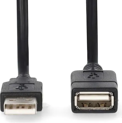 Produktbild von Nedis USB-Kabel - USB 2.0 - USB-A Stecker - USB-A Buchse - 18 W - 480 Mbps - Vernickelt - 1.00 m - Rund - PVC - Schwarz - Label