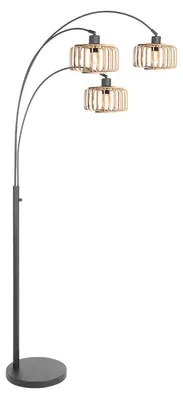 Produktbild von Steinhauer - stehlampe - Sparkled Light - schwarz - bambus metall - bogenlampe - E27 - 4148ZW