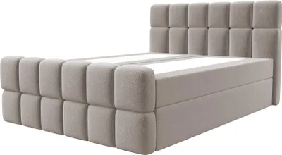 Produktbild von Bett Boxspringbett SELA ohne Topper mit Bettkästen - Doppelbett, Stauraum, Schlafzimmer, Polsterbett, Bettgestell (160x200, Hellbraun - Fredo 05)