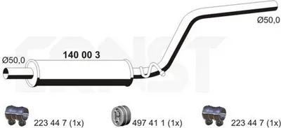 Produktbild von ERNST 140003 Mittelschalldämpfer Schalldämpfer für VW Caddy III Kombi (2KB, 2KJ, 2CB, 2CJ) Caddy III Kastenwagen (2KA, 2KH, 2CA, 2CH)