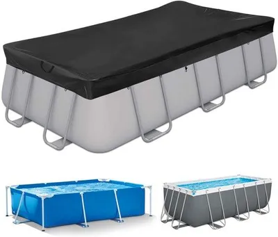 Obrázek produktu pro Plachta na bazén, obdélníková, 305 x 205 cm - tkanina Oxford 420D - černá - s provázkem - pro venkovní bazény