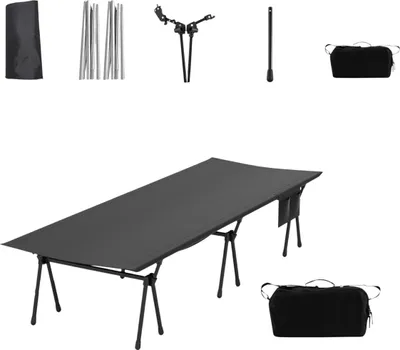 Immagine prodotto di Lettino da campeggio regolabile con contenitore, 193x70 cm, capacità 150 kg