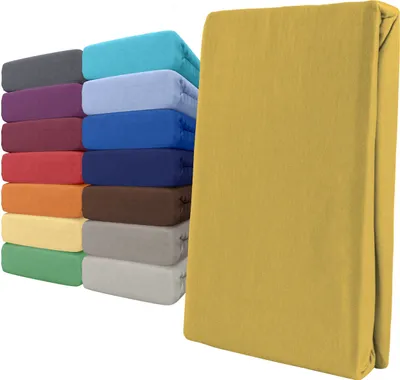 Produktbild von Spannbettlaken Jersey 180-200x200 Gelb 100% Baumwolle Rundumgummi