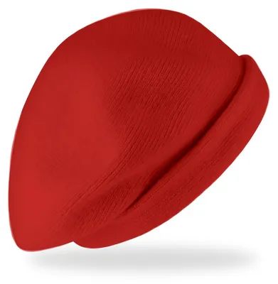 Fiebig weiche Strickbaske aus Lammwolle unifarben für Damen in rot