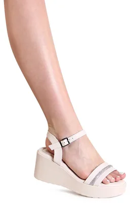 Produktbild von topschuhe24 3066 Damen Keilabsatz Sandalen Plateau Sandaletten, Farbe:Beige, Größe:40 EU