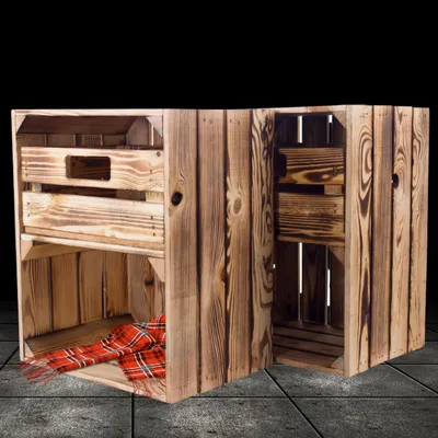 Produktbild von 2 geflammte Obstkisten hochkant - mit Schublade / 40x30x50cm/ Kiste mit Stauraum