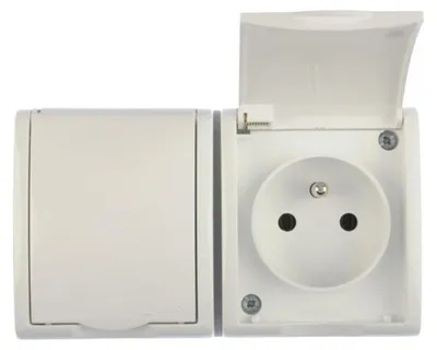 Productafbeelding van Contactdoos Simon AQGZ1-2/11, wit, kunststof, IP54, 250 V, 122 mm, 46 mm