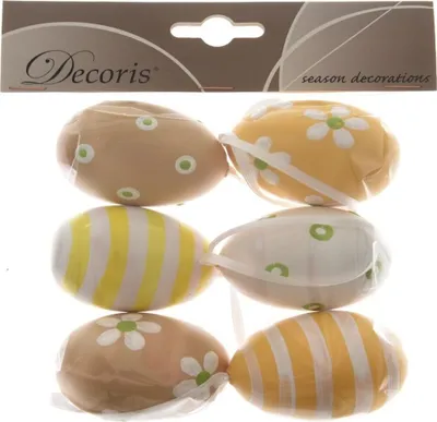 Produktbild von Osterei Ostern Osterschmuck Schaumstoff 6 cm 3- farbig 6-teilig