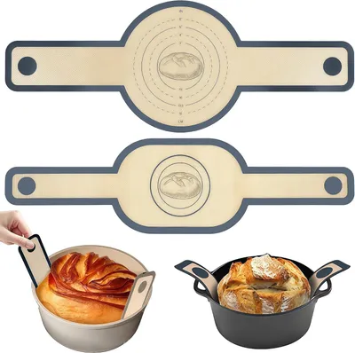 Produktbild von Brotschlinge Set 2er Pack – Silikon Backmatte Brot für Dutch Oven & Topf, Hitzebeständig bis 250 °C