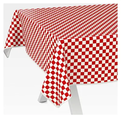 Produktbild von Wachstuchtischdecke abwaschbar Gartentischdecke wasserabweisend 140x140cm mit Saum Klassik Karo Rot