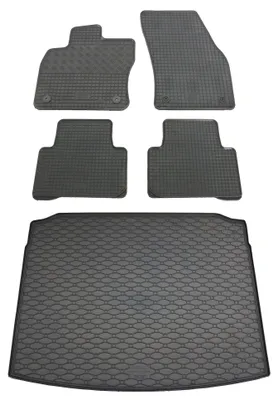 Rigum Gummi Fußmatten + Kofferraumwanne im Set für VW Tiguan 2, schwarz