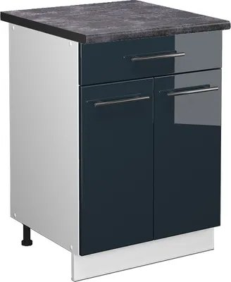 Obrázek produktu pro Spodní skříňka kuchyňské linky Vicco Fame-Line Tmavě modrá s vysokým leskem 60 cm se zásuvkou, PD Antracit, Model 49636