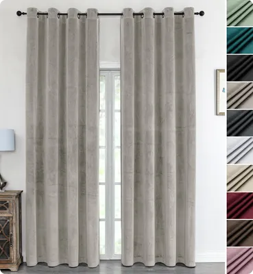 Produktbild von Samt Vorhang Ösen Gardine Velvet blickdicht abdunkelnd, Größe und Farbe wählbar,140x245cm,Taupe