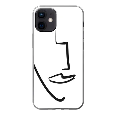 Produktbild von MuchoWow® Handyhülle Schutzhülle Hülle für iPhone 12 Gesicht - Frau - Minimalismus Silikon Softcase Handy Hülle - Schutzhülle