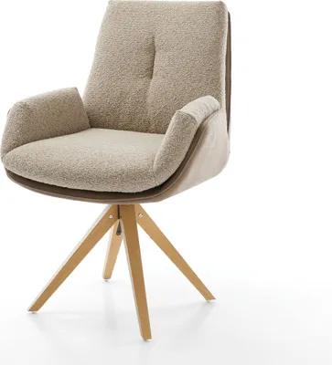 Produktbild von DELIFE Drehstuhl Clea-Flex Materialmix Schlamm Holzgestell kantig Natur 180° drehbar