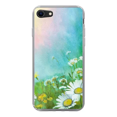 Produktbild von MuchoWow® Handyhülle Schutzhülle Hülle für iPhone SE 2020 Gänseblümchen - Sonne - Sommer Silikon Softcase Handy Hülle - Kartenbesitzer