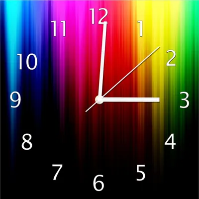 Produktbild von Wallario Design Wanduhr Bunte Regenbogenstreifen auf Schwarz aus Echtglas, Größe 30 x 30 cm