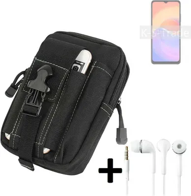 Produktbild von K-S-Trade Gürteltache + Kopfhörer kompatibel mit ZTE Voyage 30S 5G Gürtel Tasche Holster Schutz Hülle Handy Hülle  schwarz inkl. Extrafächer
