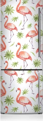 Produktbild von Kühlschrank Aufkleber Kühlschrankmagnete Dekoration Kühlschrankfolie 60x190 cm - Flamingos