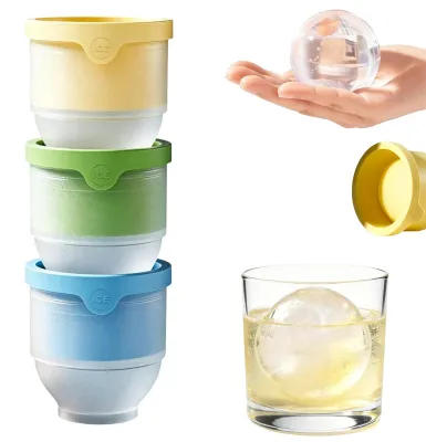 Produktbild von Eiswürfelform mit Deckel - 3 Stück XXL Eiskugelformer - BPA-frei