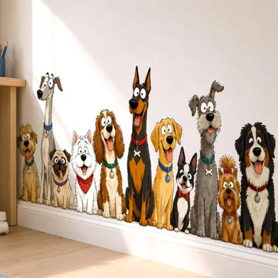 lustige Gruppe von Cartoon-Hunden – Decords Wandtattoo, Produktansicht 1