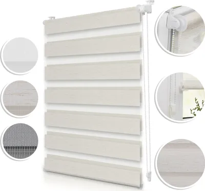 Produktbild von Duo-Rollo Doppelrollo Klemmfix, ohne Bohren, blickdicht Sichtschutz Sonnenschutz Natur,80 cm x 150 cm (B x L)