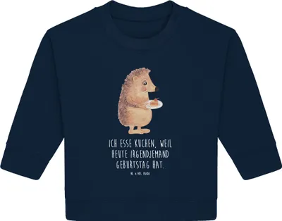 Produktbild von Mr. & Mrs. Panda Organic Baby Pullover Igel Kuchenstück 12. - 18. Monat - French Navy - Geschenk, Kuchen Backen, Essen Spruch, Torte, Bullover, Lustige Sprüche