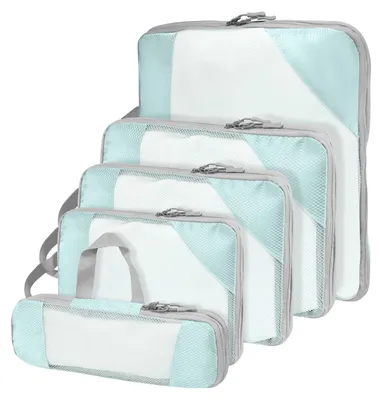 Produktbild von Elzusha – Kompressionsbeutel für Koffer – 5-teiliges Organizer-Set für Reisen, in Blau