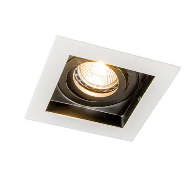 Produktbild von QAZQA - Modern Moderner Einbaustrahler weiß mit schwarz verstellbar – Carree I Wohnzimmer I Schlafzimmer - Stahl Quadratisch - LED geeignet GU10