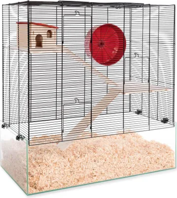 Produktbild von Mäuse- & Hamsterheim - Kleintierkäfig OREGON mit Holzausstattung und Laufrad 67 x 36,5 x 70 cm