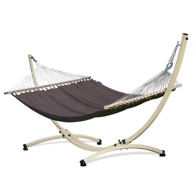 Produktbild von Potenza Outdoor Hängematte mit Verzinkter Gestell für 2 Personen I 100% Baumwolle Medelin Stabhängematte 215x140, 160kg I Hängemattengestell 220kg