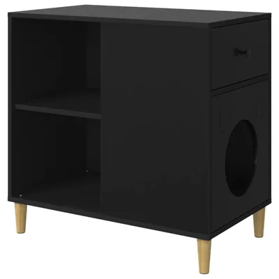 Zdjęcie produktu dla vidaXL Domek dla kota czarny 72 x 42,5 x 70 cm materiał drewnopochodny