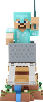 Immagine prodotto di Minecraft Steve Diamond Armor Figurine - EXQUISITE GAMING - Cable Guys - Headphone, smartphone or small accessory holder - 20 cm