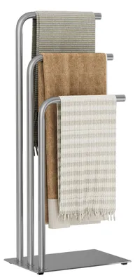 Handtuchhalter freistehend, 3 Stangen, Stahl, 40x30x80 cm, silber