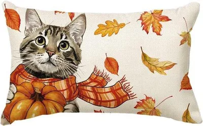 Produktbild von Herbst Dekoration Ahornblätter Schal Kürbis Herbst Kissenbezug 30x50cm