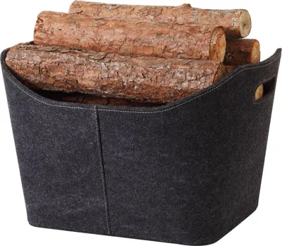 Produktbild von TrendLine Holzkorb Filz 53 x 36 x 43 cm anthrazit
