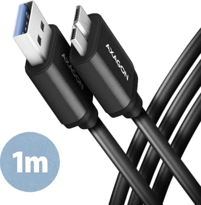 Zdjęcie produktu dla Axagon BUMM3-AM10AB, 1 m, Micro-USB B, USB A, USB 3.2 Gen 1 (3.1 Gen 1), 5 Gbit/s, Czarny