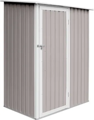 Produktbild von HATTORO P80 Geräteschuppen Metall Gartenschrank Geräteschrank Metallschrank 130x80x186 cm Hellgrau