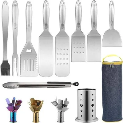 Immagine prodotto di Set di accessori per barbecue in acciaio inossidabile, 10 pezzi, resistente al calore