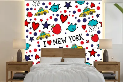 Produktbild von Fotobehang Roter New Yorker Wandteppich 220 x 220 cm