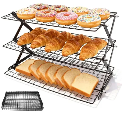 Obrázek produktu pro Třívrstvý skládací chladicí stojan na dorty a pečivo